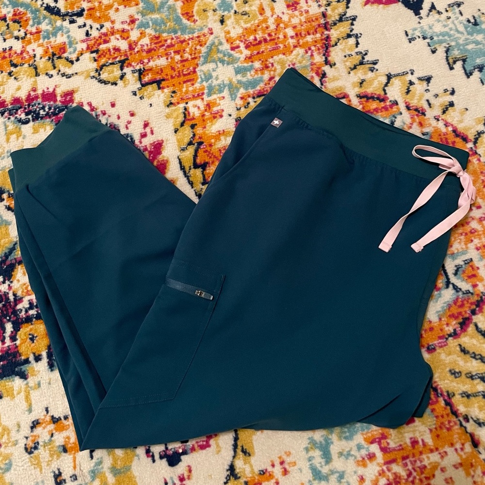 Figs-Caribbean Blue Zamora Jogger Scrub Pants-plus size-4x petite length (short)